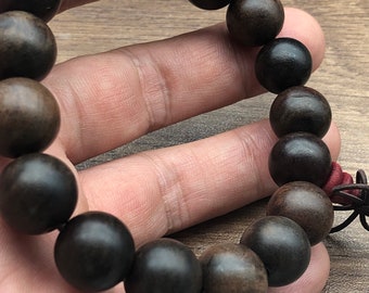 Handgemaakte zitanhouten armband 12 mm: rood palissander of palissander | Natuurlijke meditatiekralen, huidwellness en spirituele sieraden cadeau