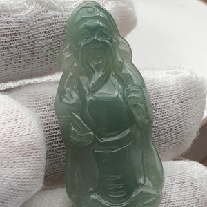 Green jadeite pendant,Burmese Jade pendant,jade pendant,Burmese jadeite, gift for her, him,wealth deity,certified,财神
