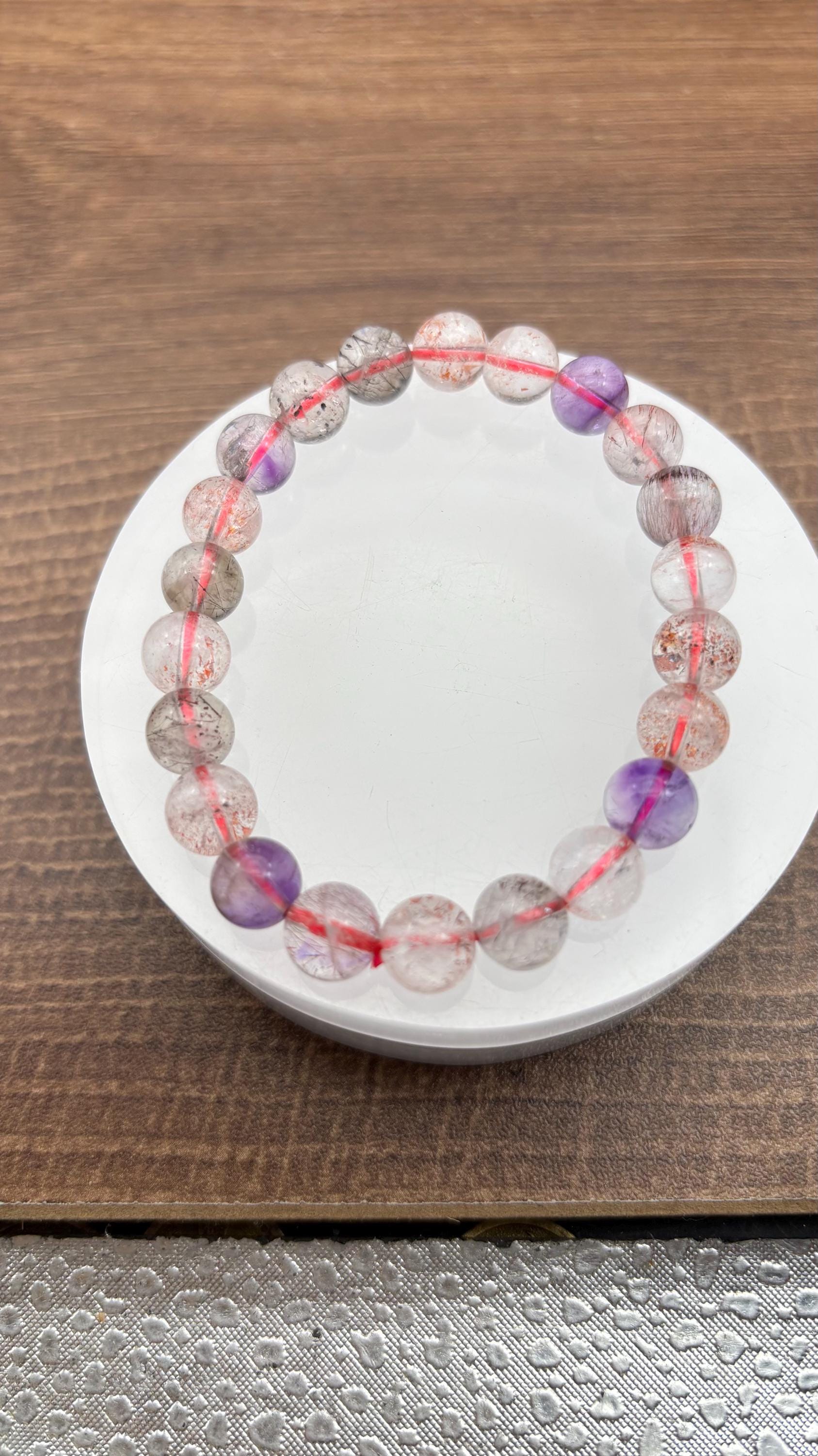 Lab Certified,9mm,super Seven Bracelet,super 7 Crystal ,red