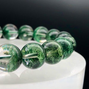 10.7mm,imperial green,lodolite bracelet,Garden quartz bracelet,crystal Jewelry,heirloom,gift for him,her