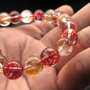 Rare,collector grade, red hematoid crystal bracelet,golden healer bracelet,healing jewelry,lucky charm,aura healing,gift for her him