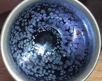 星空海景展カップ – 手作り天目茶碗 – 魏敏潔師匠 – 希少な青釉