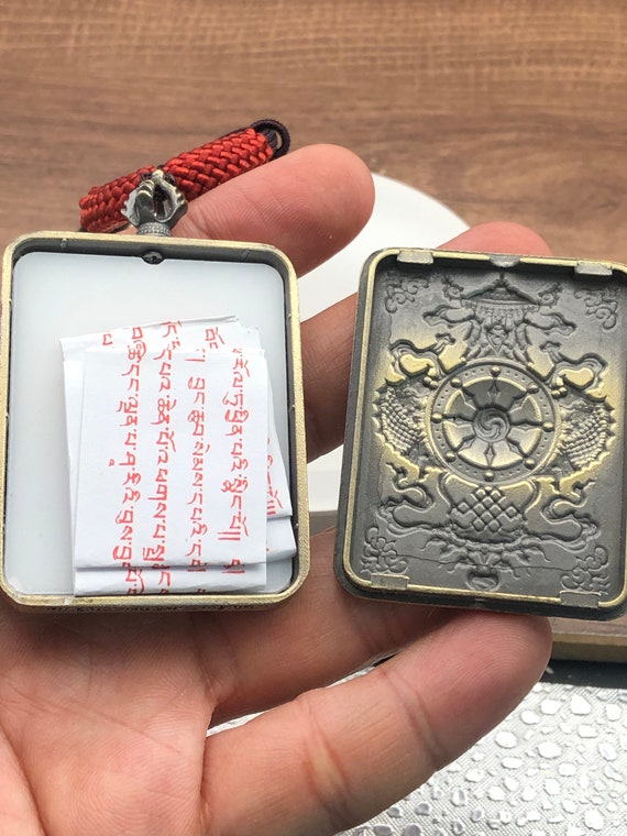 Handmade Tibetan Wealth God Zhaji Lhamo Thangka Pendant