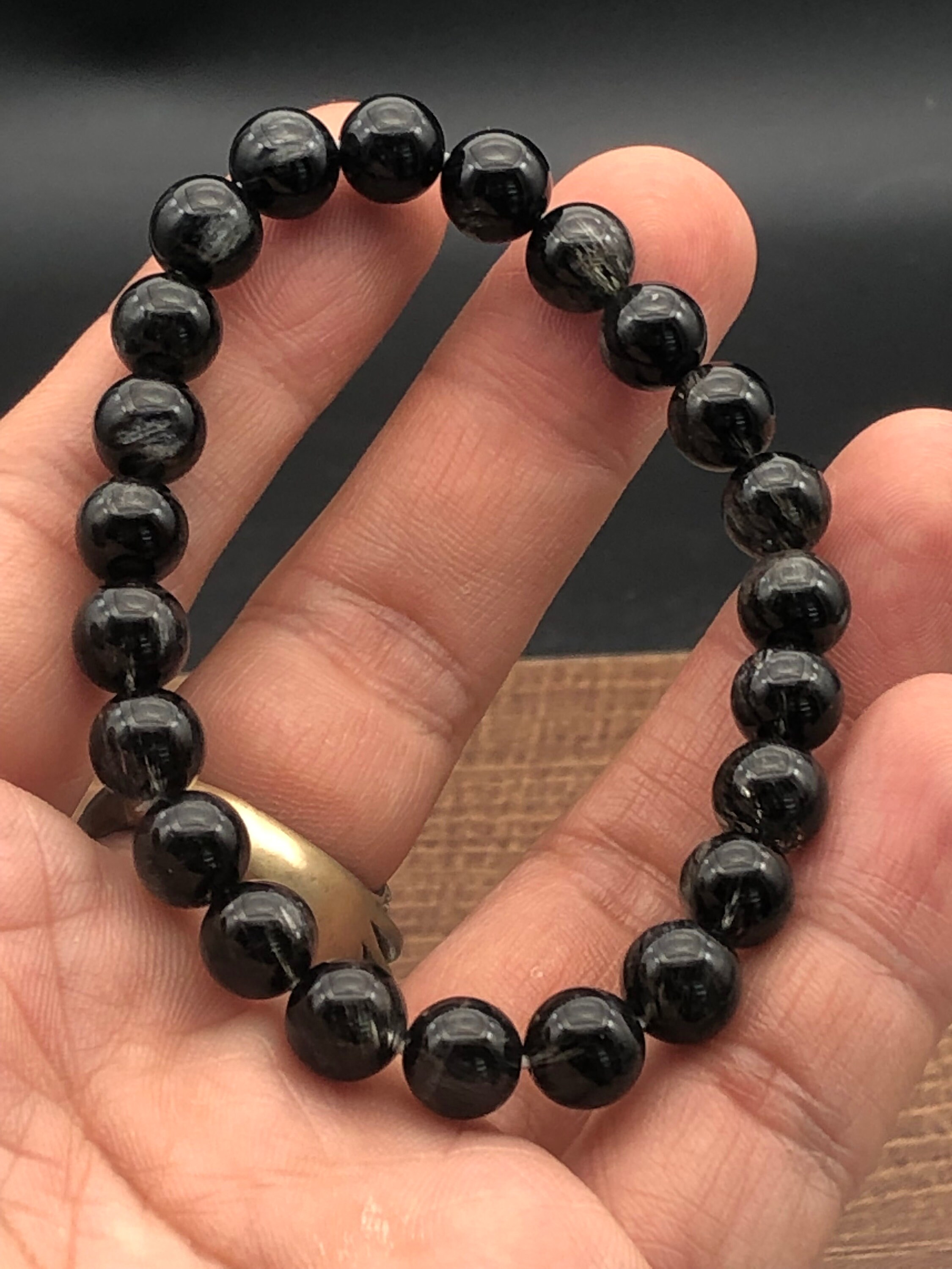 vip,Rare black rutile quartz bracelet, straight hair,black rutilated quartz bracelet,good fortune,block negativity,gift for her