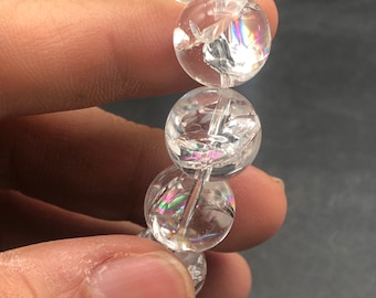 13mm azeztulite quartz,crystal Bracelet,high vibration crystal jewelry,azez stone nameless light-rainbow in quartz