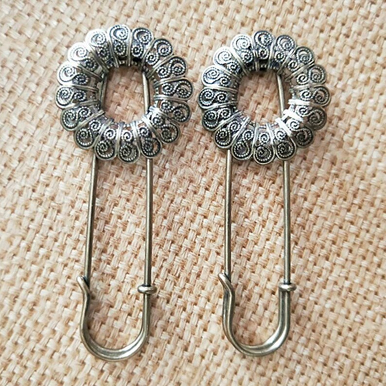 Flower Brooch clip Antique Silver Flower Filigree Pad Flower Brooch Pins 10PCS