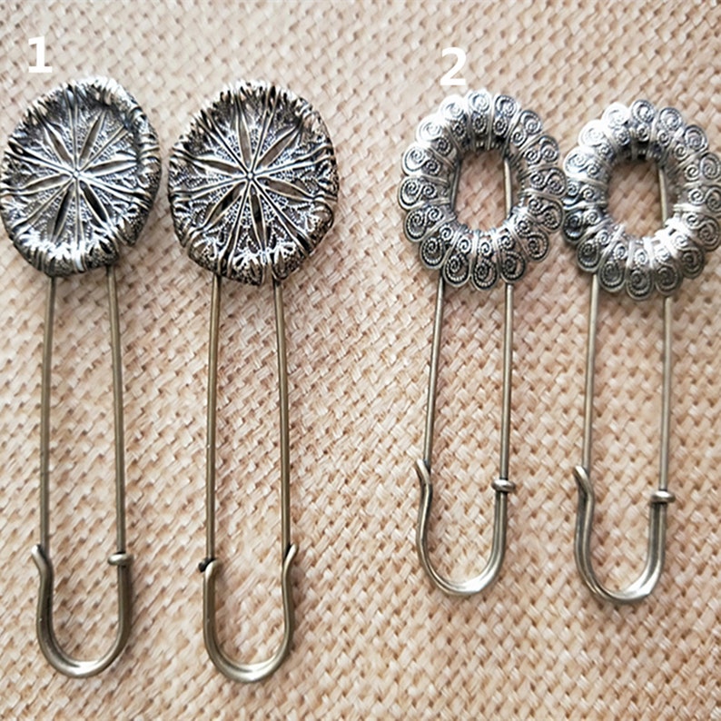 Flower Brooch clip Antique Silver Flower Filigree Pad Flower Brooch Pins 10PCS
