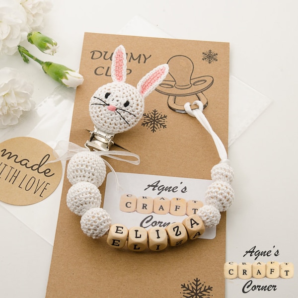 Personalised baby gift  - baby shower gift - dummy clip - pacifier clip