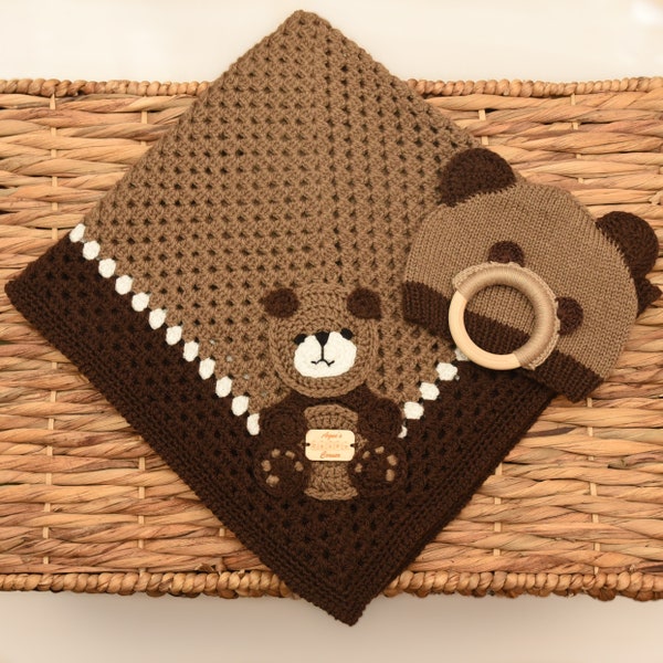 Babydecke - Bärendecke - Neugeborene Decke - Häkeldecke - Geschenk zur Geburt - Kinderwagendecke - Krippedecke