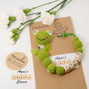 Frog dummy clip  - baby shower gift - dummy clip - pacifier clip - frog clip