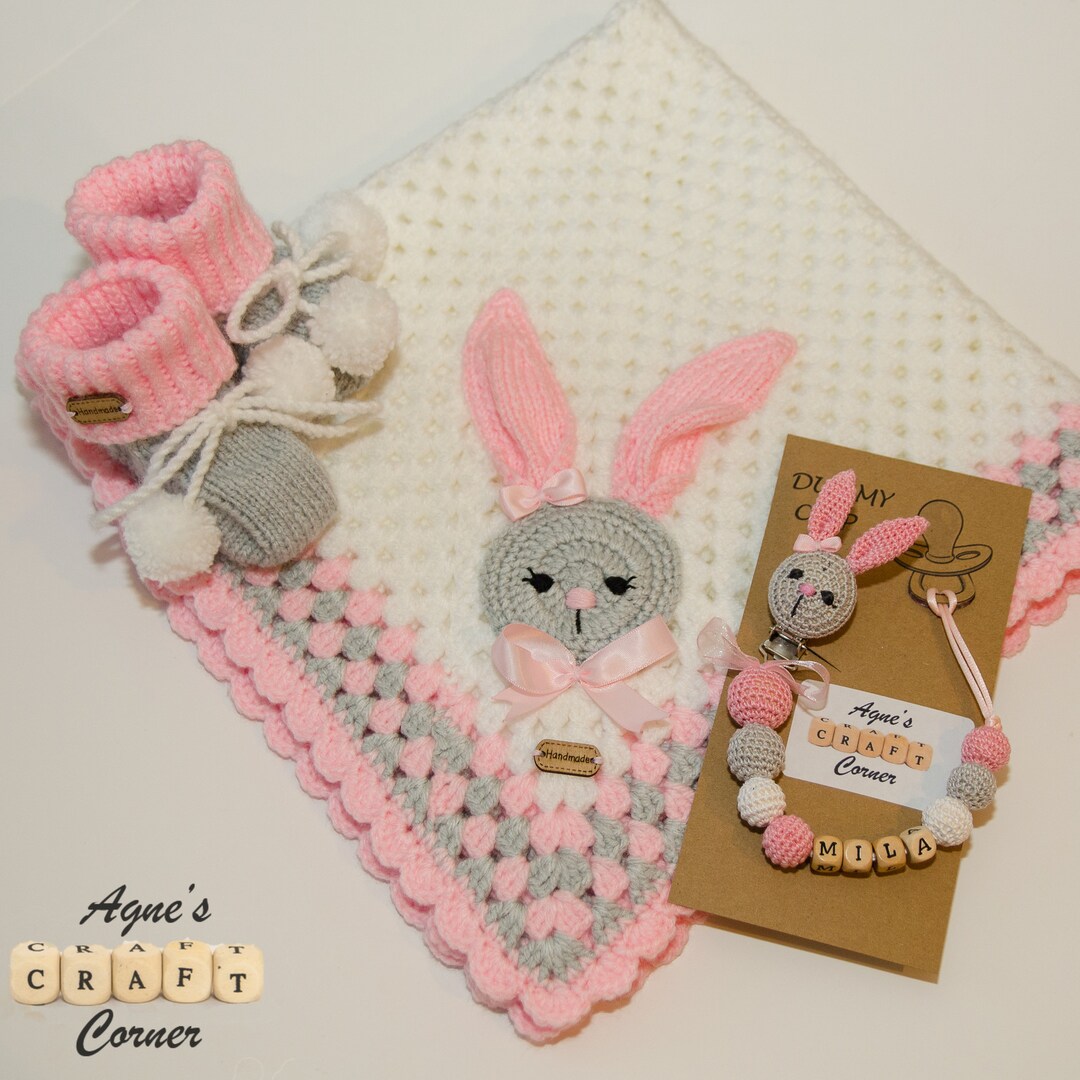 Bunny Blanket Baby Girl Blanket Pram Blanket Crib Blanket Baby Bedding