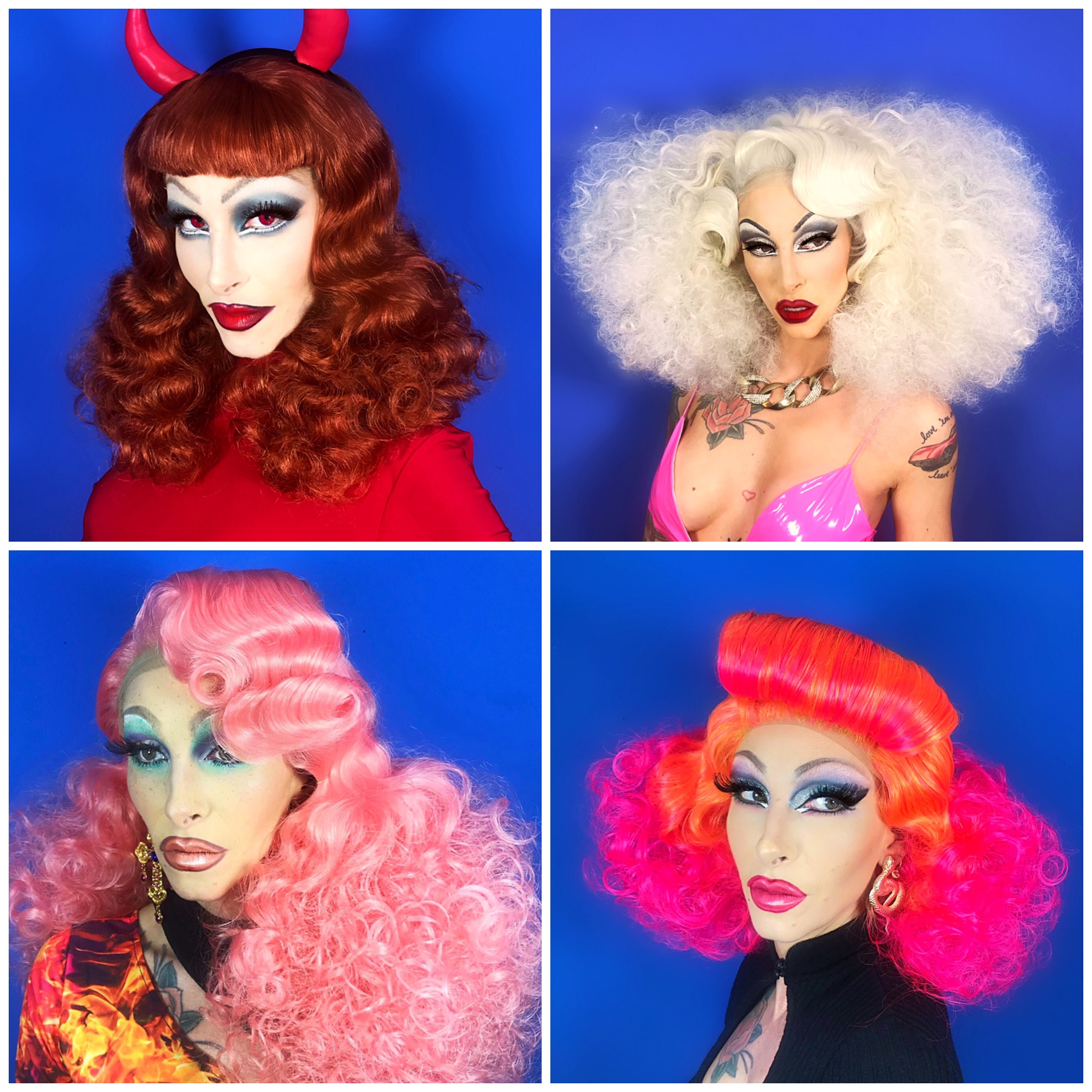 Custom 40's Fluff Curl Drag Queen Lace Front Wig Etsy