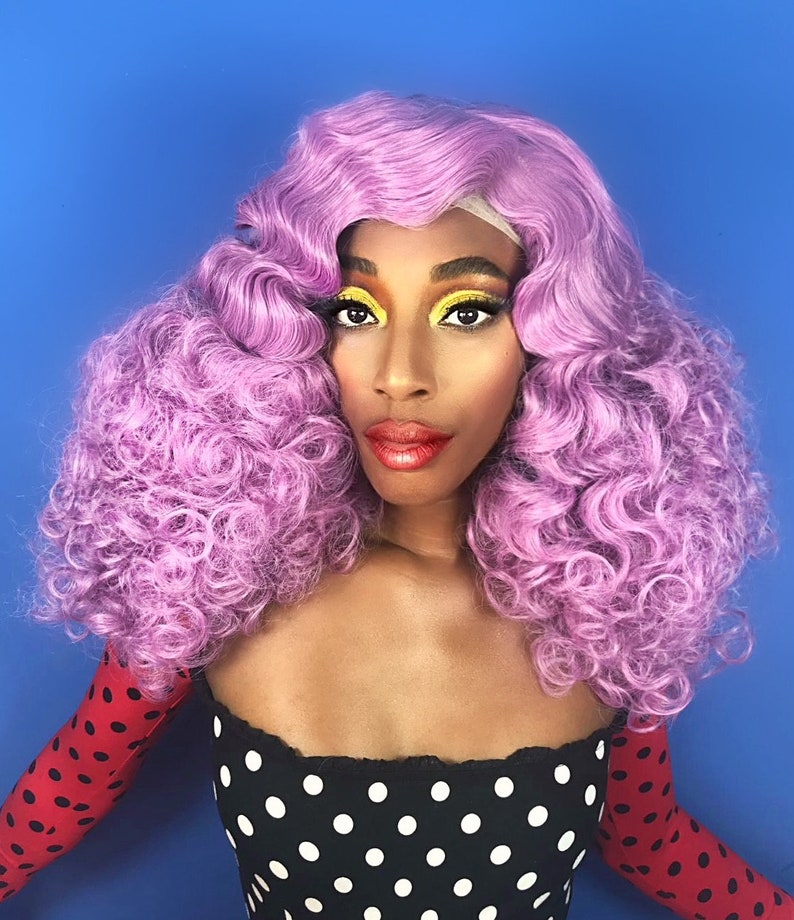 Custom 40's Fluff Curl Drag Queen Lace Front Wig Etsy
