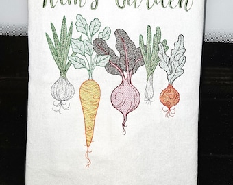 Embroidered Veggie Theme Tea Towel for Gardeners Dish Towel for Cook Gift Basket for Housewarming Personalized Colorful Kitchen Towel Gift