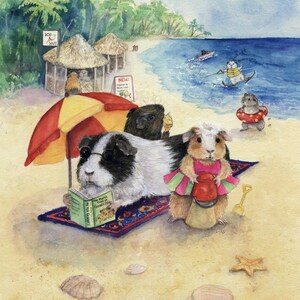 The Beach guinea Pig Mounted Giclee Print