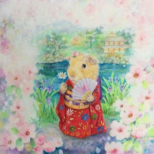Impresión Giclée de Sakura, la tímida cobaya.