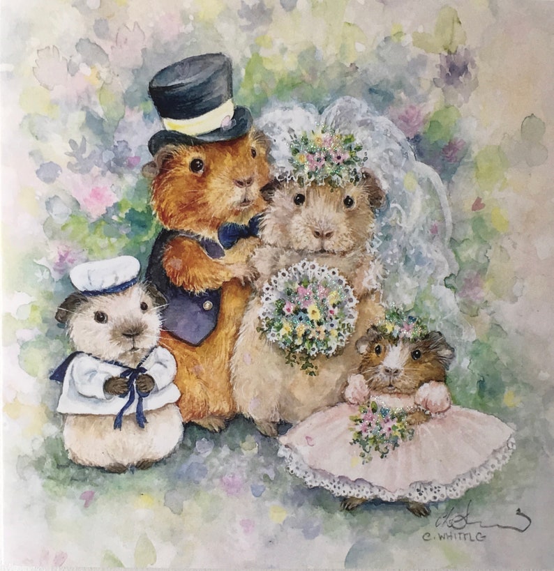 The Wedding Guinea Pig Greeting Card Etsy