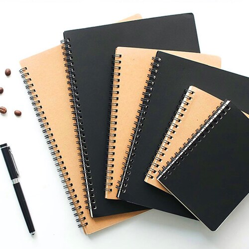 A5/A6 Mujistyle Spiral Notebook Kraft Cover Page Black Etsy