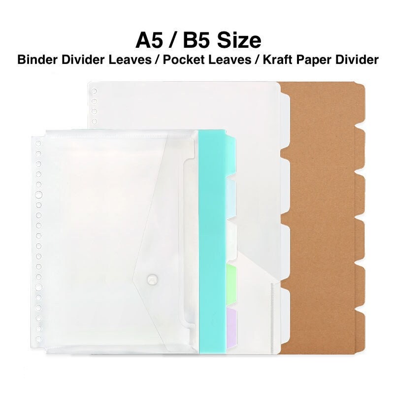 A5/B5 Binder Divider Accessary Kraft Divider Pocket Divider Etsy