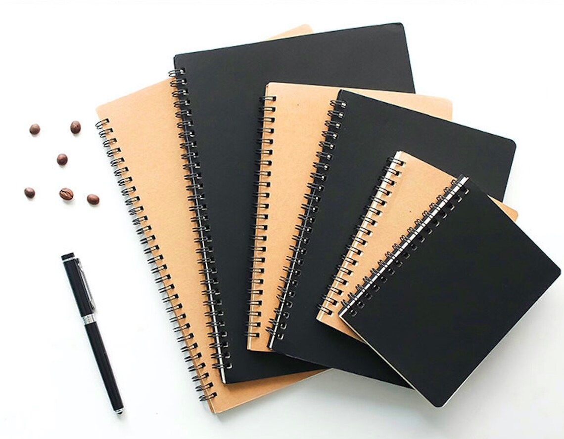 A5/A6 Mujistyle Spiral Notebook Kraft Cover Page Black Etsy