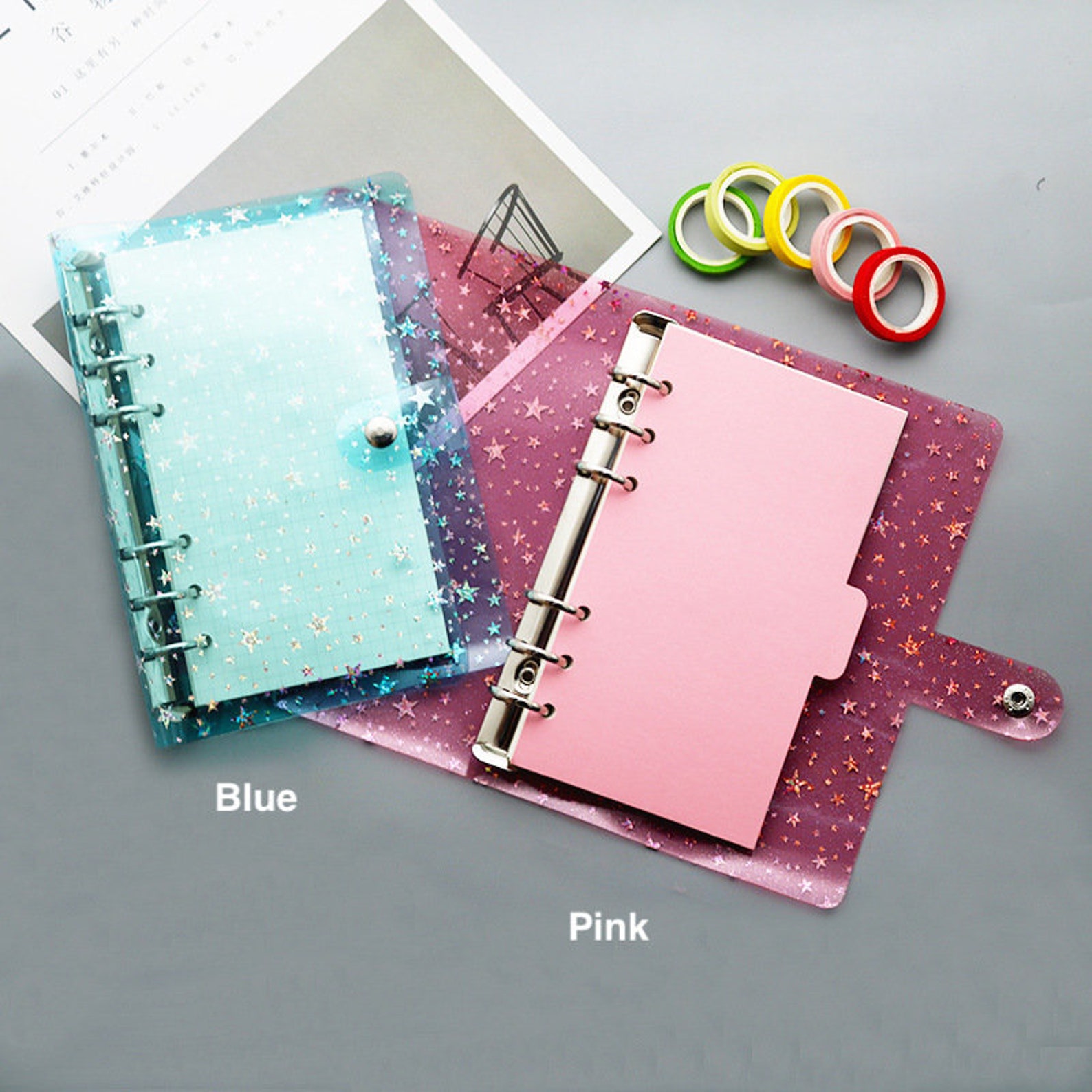 Glitter Star Color Clear PVC Binder A5/A6 Size DIY Binder Etsy