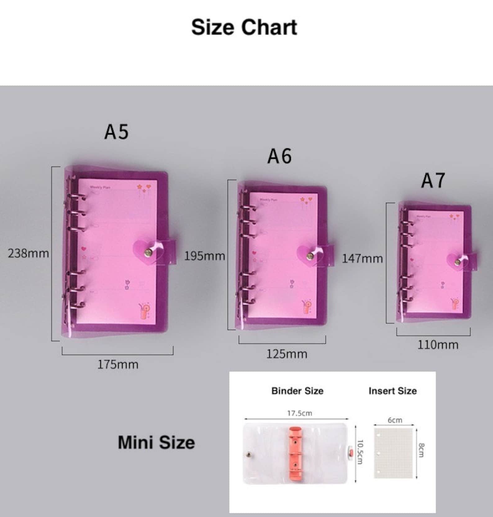 A5/A6/A7 size Neon Color Clear Binder DIY Binder Empty Etsy