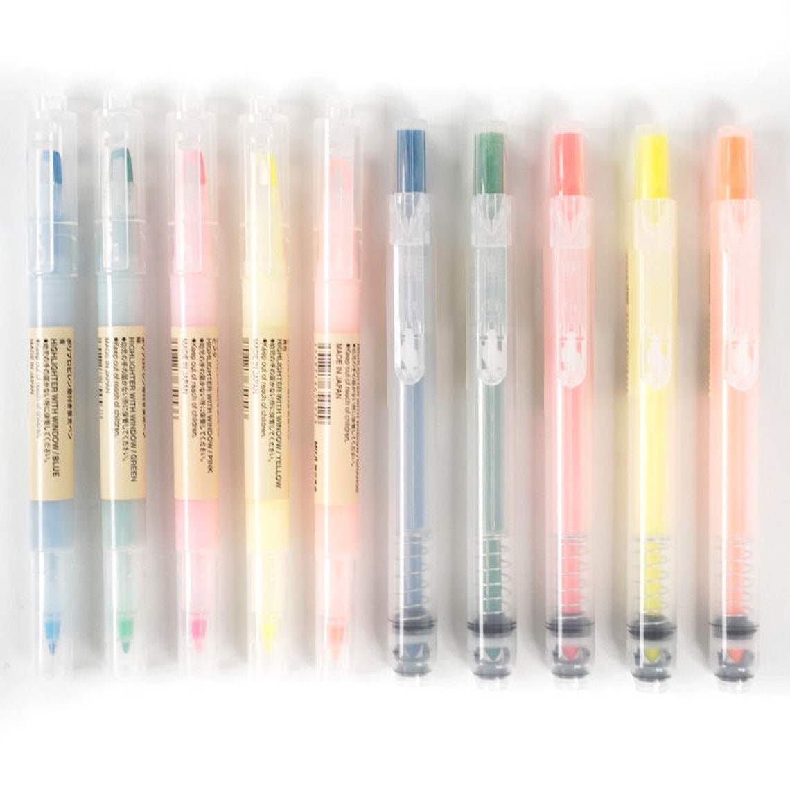 MUJI Window Highlighter Cap Type Double Ends Knock Type Etsy