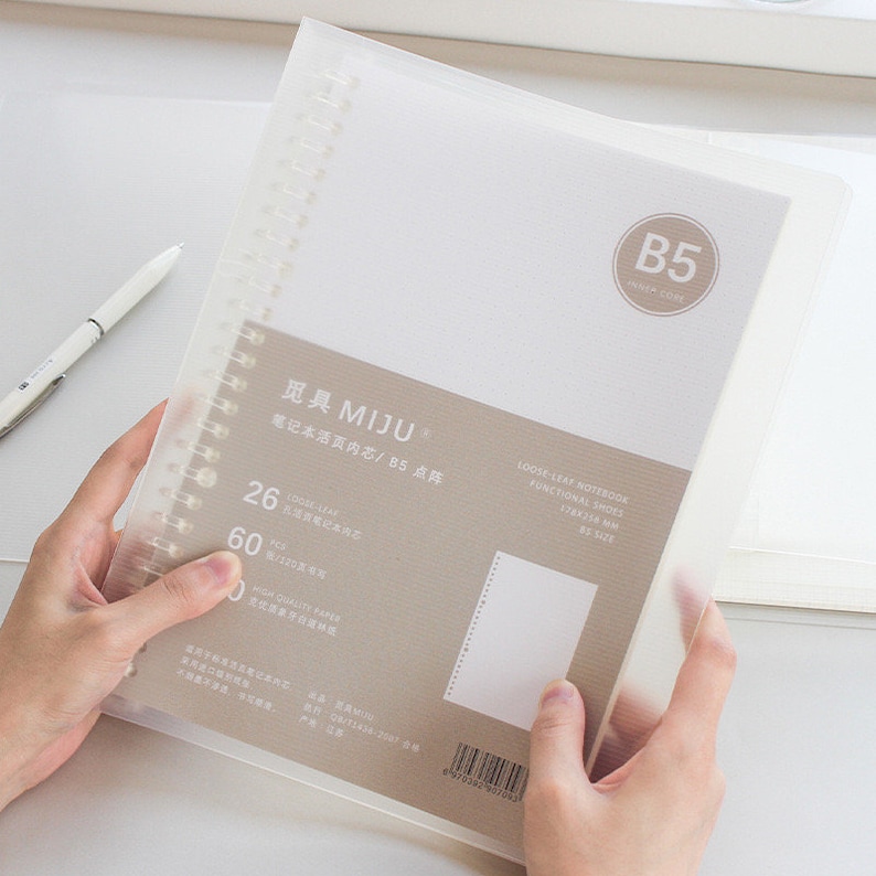 A5/B5 MUJI Style Looseleaf Binder Plastic Spiral Notabook Etsy
