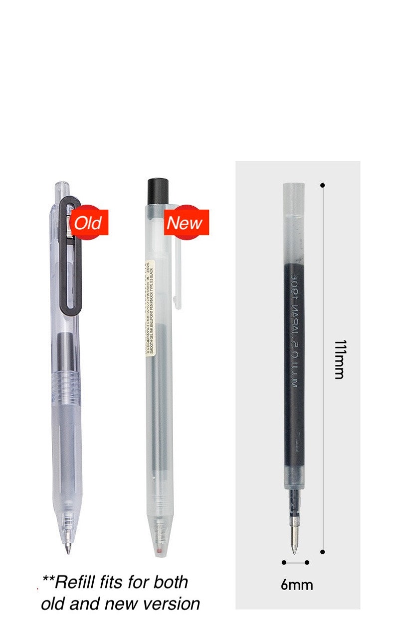 NEW MUJI Gel Ink Click Ballpoint Pen / Refill 0.5mm Black Etsy