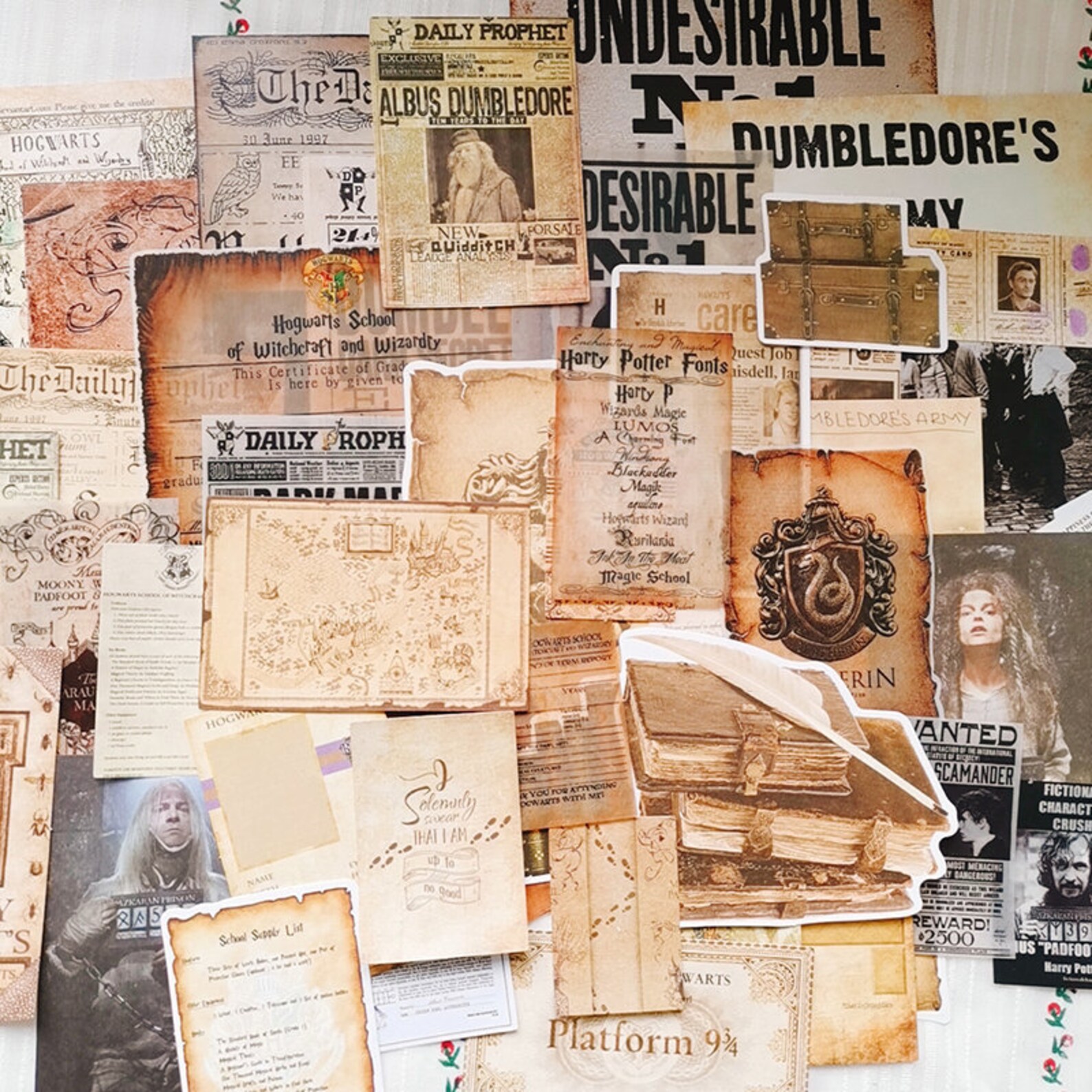 45 pc Harry Potter Theme Scrapbooking Papers Background Etsy