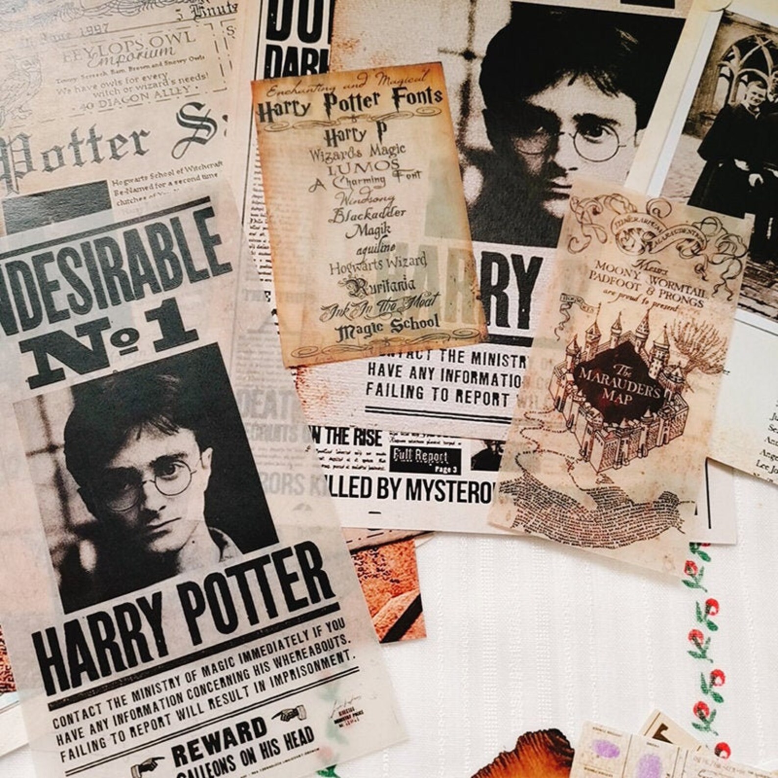 45 pc Harry Potter Theme Scrapbooking Papers Background Etsy