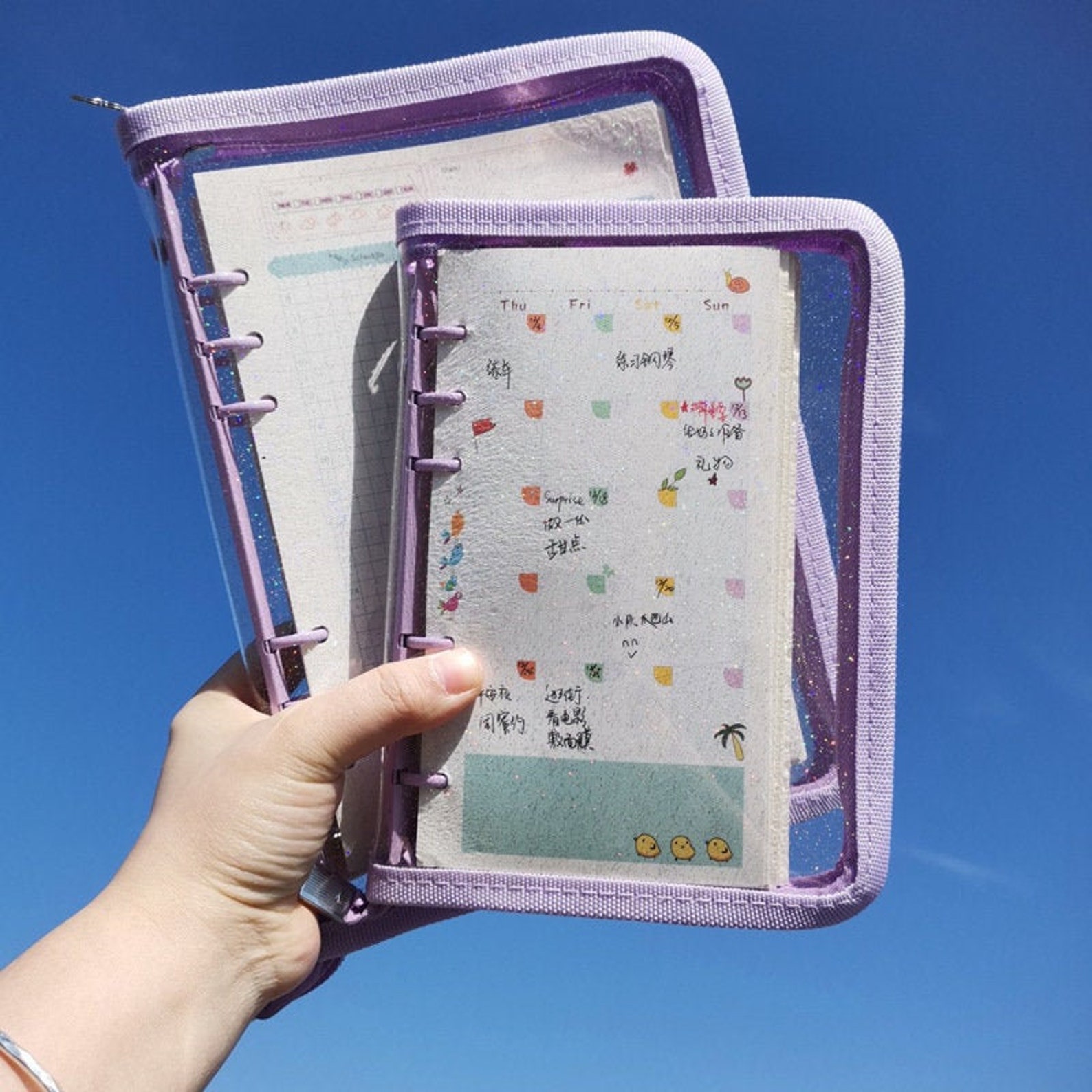 B5/A5/A6 Glitter Plastic Binder Pouch 6 Ring/9 Ring DIY Etsy