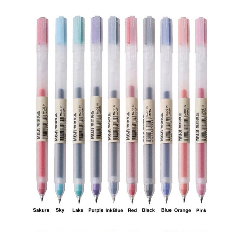 MUJI Colorful Gel Ink Ballpoint Pen 0.38mm/0.5mm Japan Etsy
