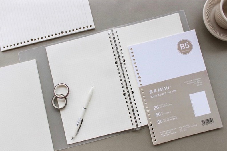 A5 b5 muji style loose leaf binder plastic spiral notabook etsy