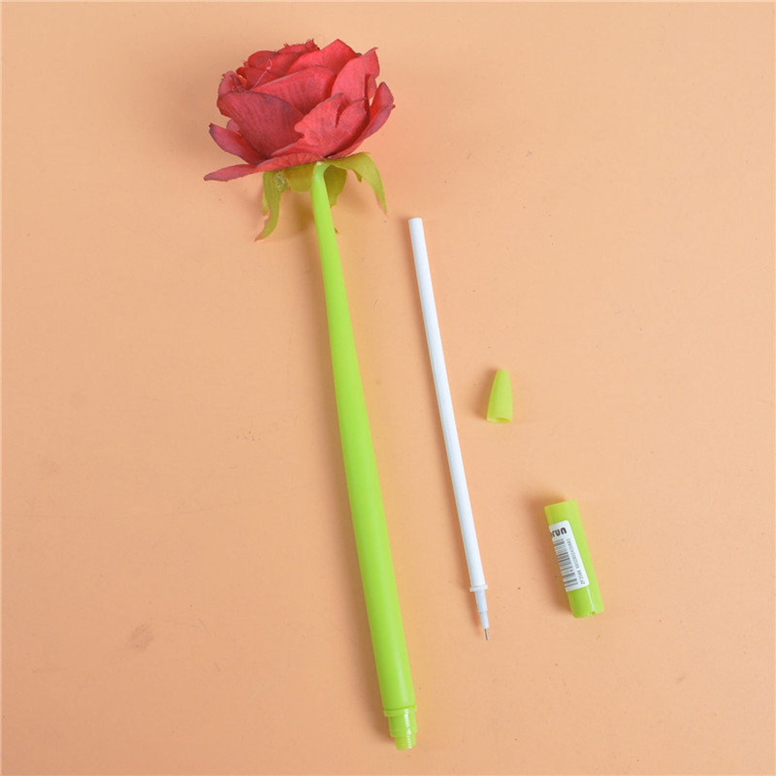 Rose Flower Gel Ink Pen 0.5mm Ballpoint Size Decorative Pen Etsy