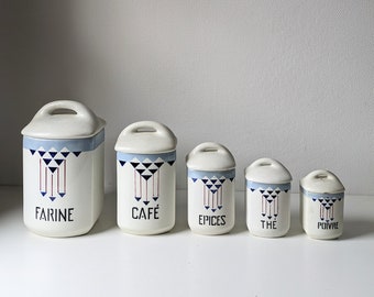 Kitchen storage, French vintage kitchenware, French kitchenalia, French kitchen canisters, French kitchen brocante, French storage jars,