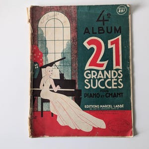 Antique French.piano sheet music, original French piano music, 21 Grand ms Succès pour piano and voice ,Marcel Labbé music score,