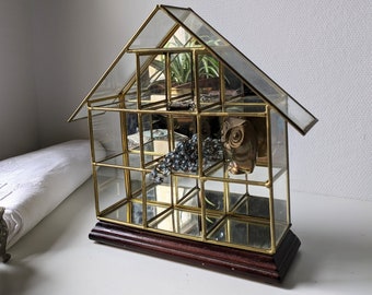 Vitrine vintage française, étagère miniature en miroir pour la maison, rangement et organisation de la collection, unité en forme de maison