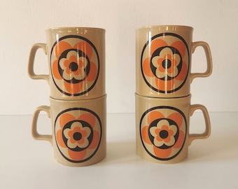 Vintage coffee cups, Staffordshire potteries retro mugs for kitchen, vintage kitchen gift housewarming and drinksware, 1970s kitchenware