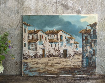 Französisches Ölgemälde von Dorf, Ölgemälde für Wanddekor, schöne französische Kunst für Zuhause