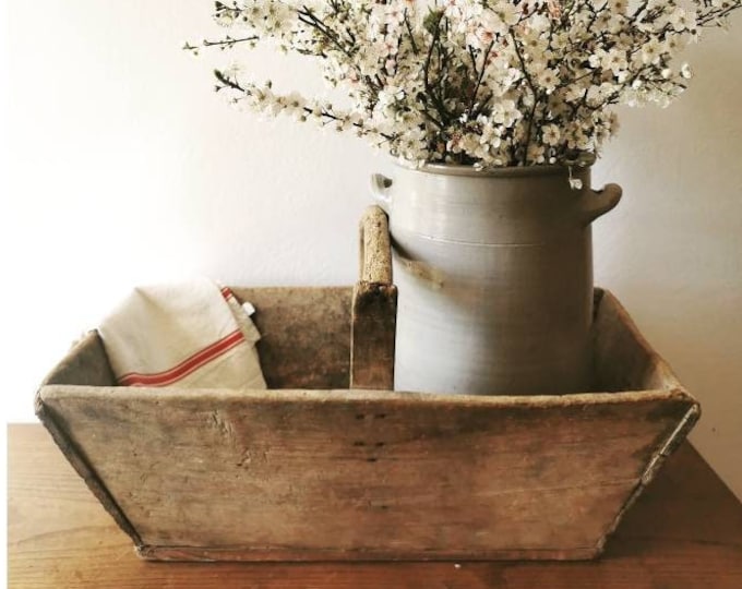 Large Antique French Wooden Fruit Picking Basket, Circa 1920s, Handmade French Farmhouse Decor