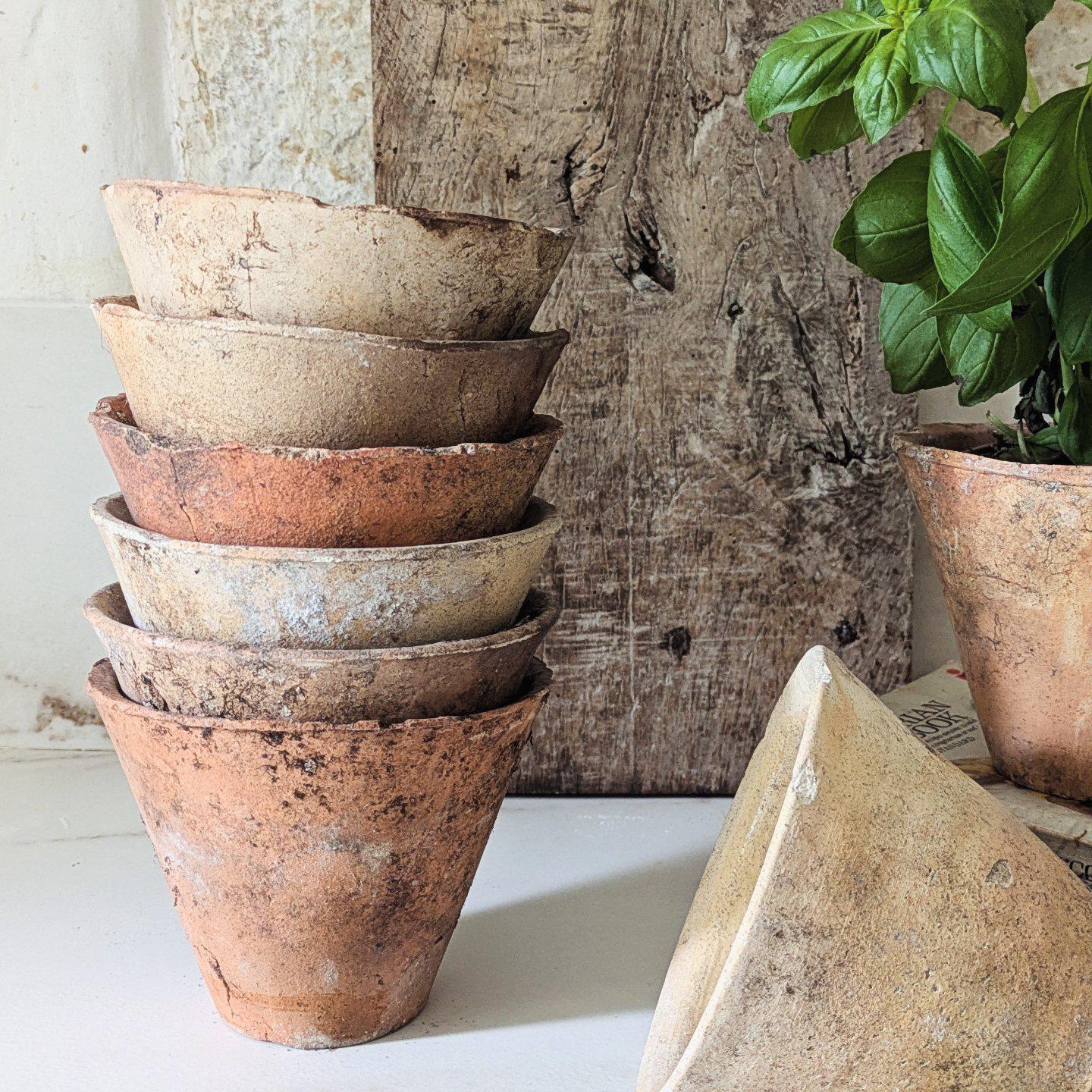 フランスアンティークテラコッタ製プランターポット/植木鉢/土器(90