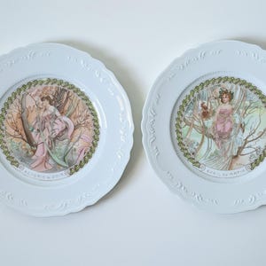 フランスのヴィンテージ皿、フランス・リモージュの装飾皿、磁器芸術の複製皿、エヴェール・デュ・マタン、レヴェリー・デュ・ソワール