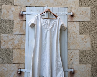Antique French Linen Work Shirt: Handstitched Farm Chore Clothing
