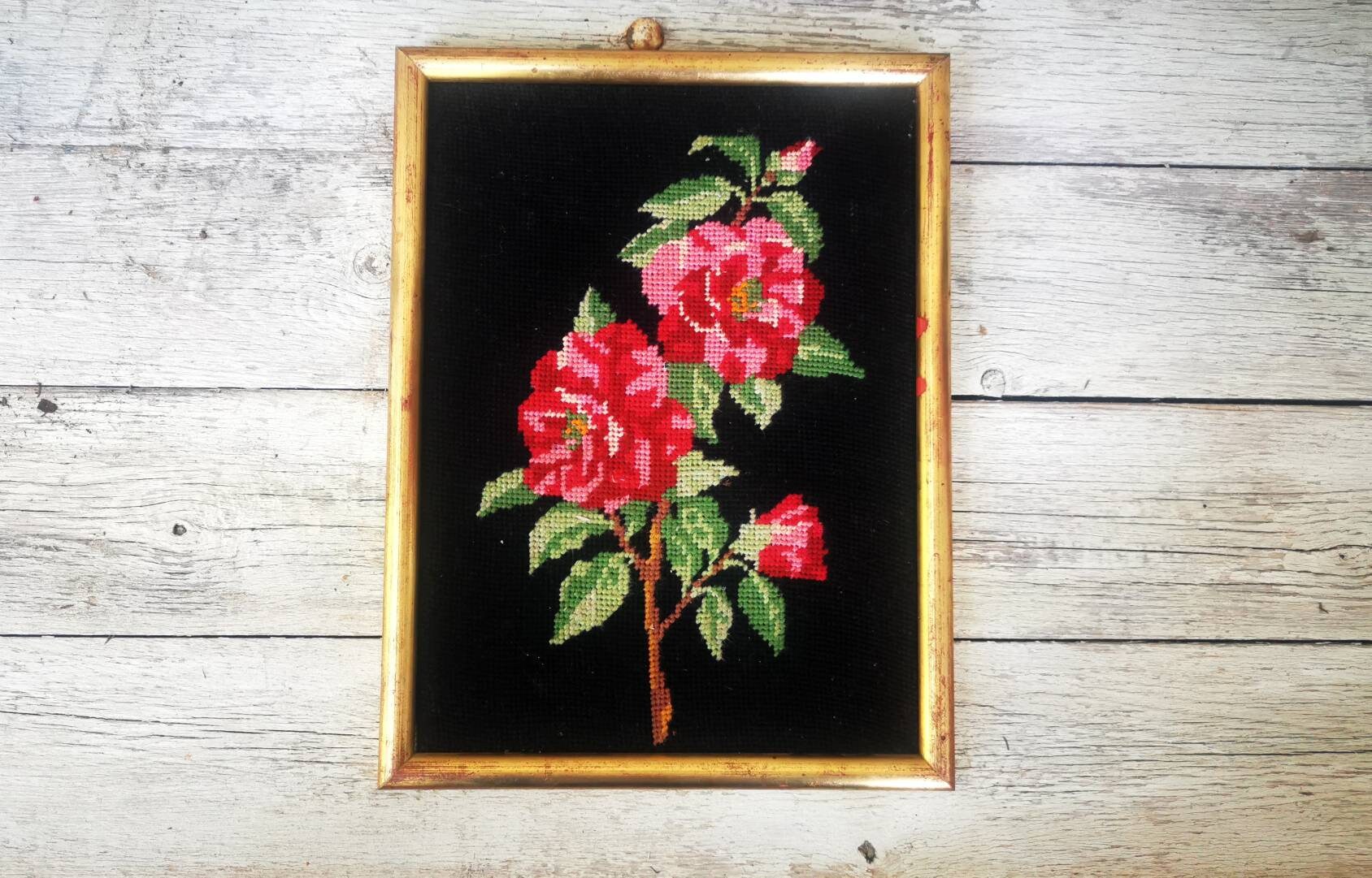 Art Mural Vintage, Brodé à La Main, Décor Encadré Pour Maison, Cadeau de Maison Style Rétro, Kitsch 