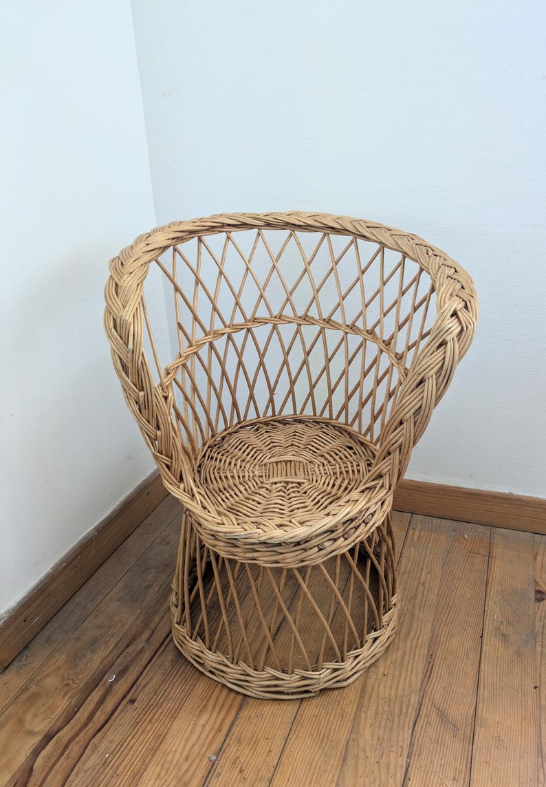 Vintage Wicker Children's Chair: French Country Cottage Style - Etsy