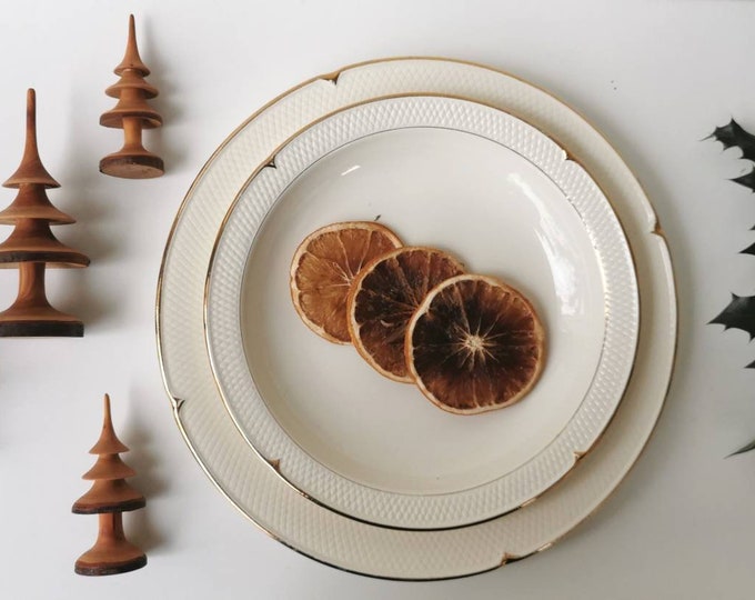 RESERVED Dinner Plates French Vintage White and Gold Dinner Etsy