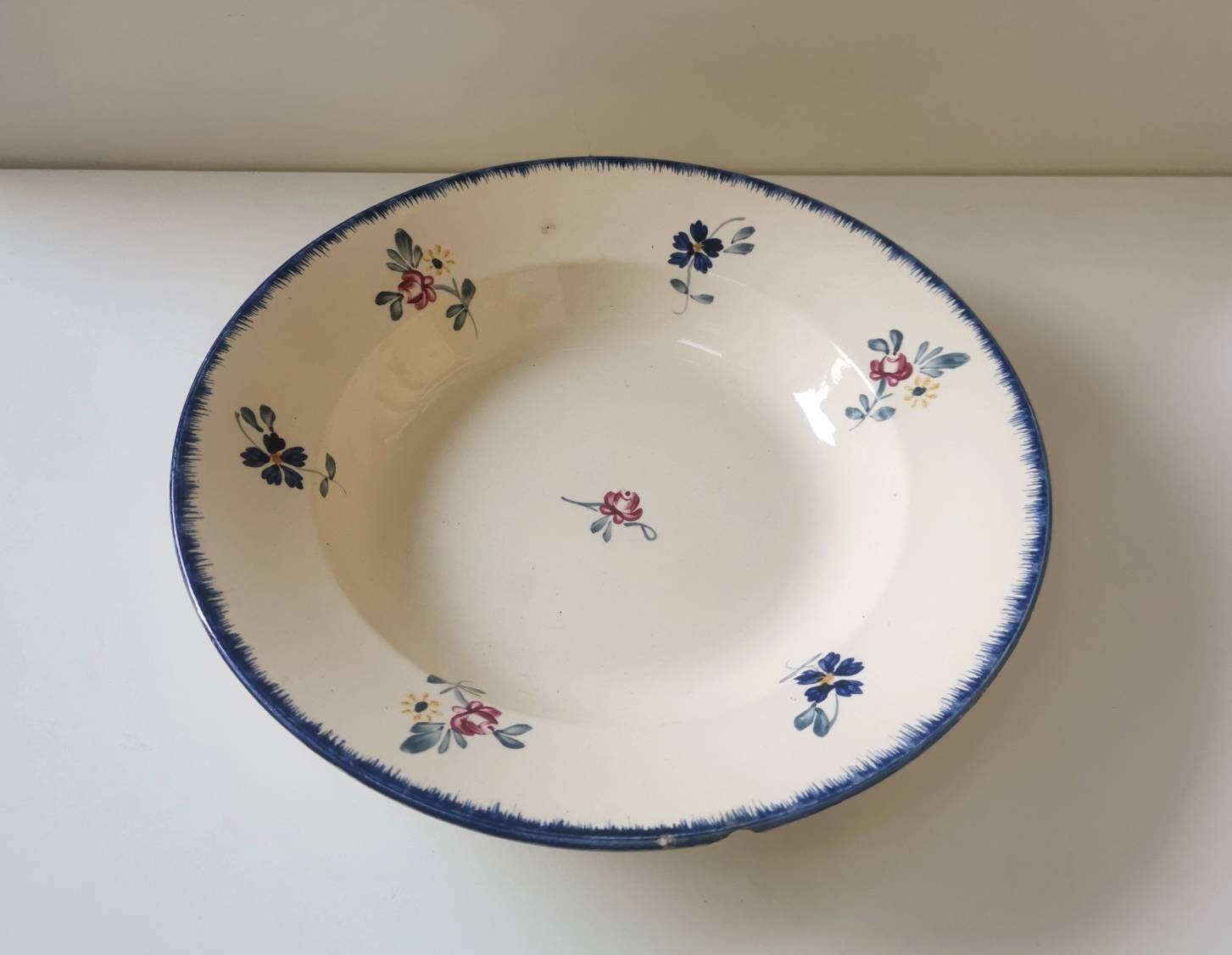 Grand Bol de Service, Français Vintage Digoin Sarreguemines, Modèle Mary Lou, Jolie Cuisine Style Co