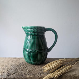 Jarra de cerâmica vintage verde francesa: Cerâmica St Clément