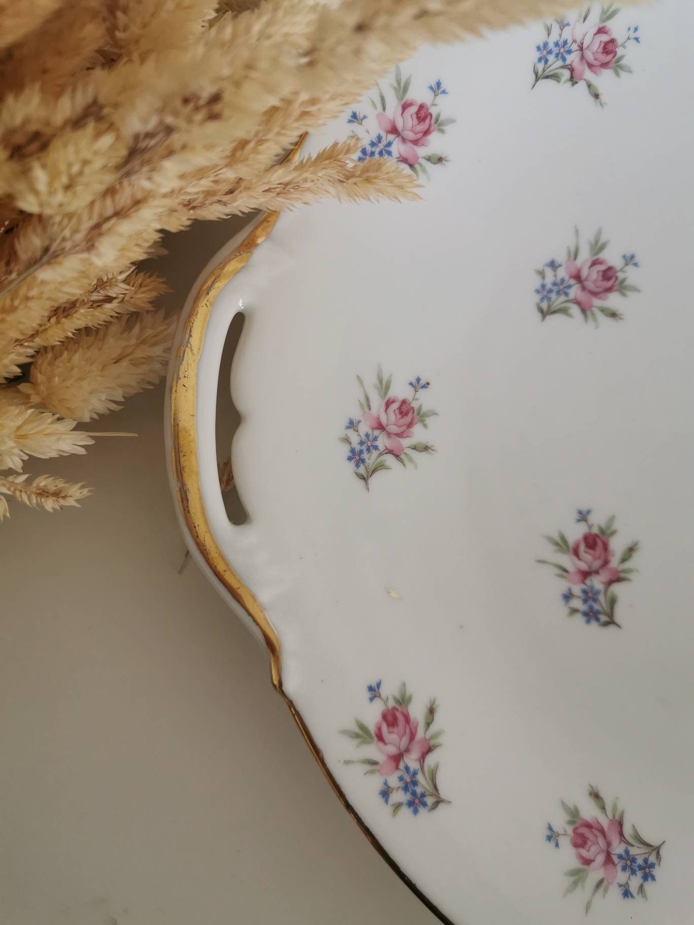 Français Assiette de Service Vintage, Céramique Limoges Années 1950, Français Décor Vintage Style Co